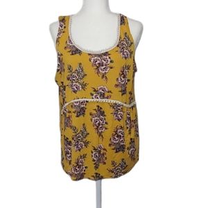 Mauve Mustard Yellow Floral Tank Top